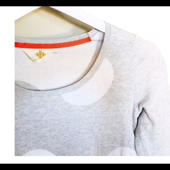 HWR (Anthropologie) Monogram Polka Dot Sweater With 3/4 Crop Sleeves Grey Small - Picture 8 of 13